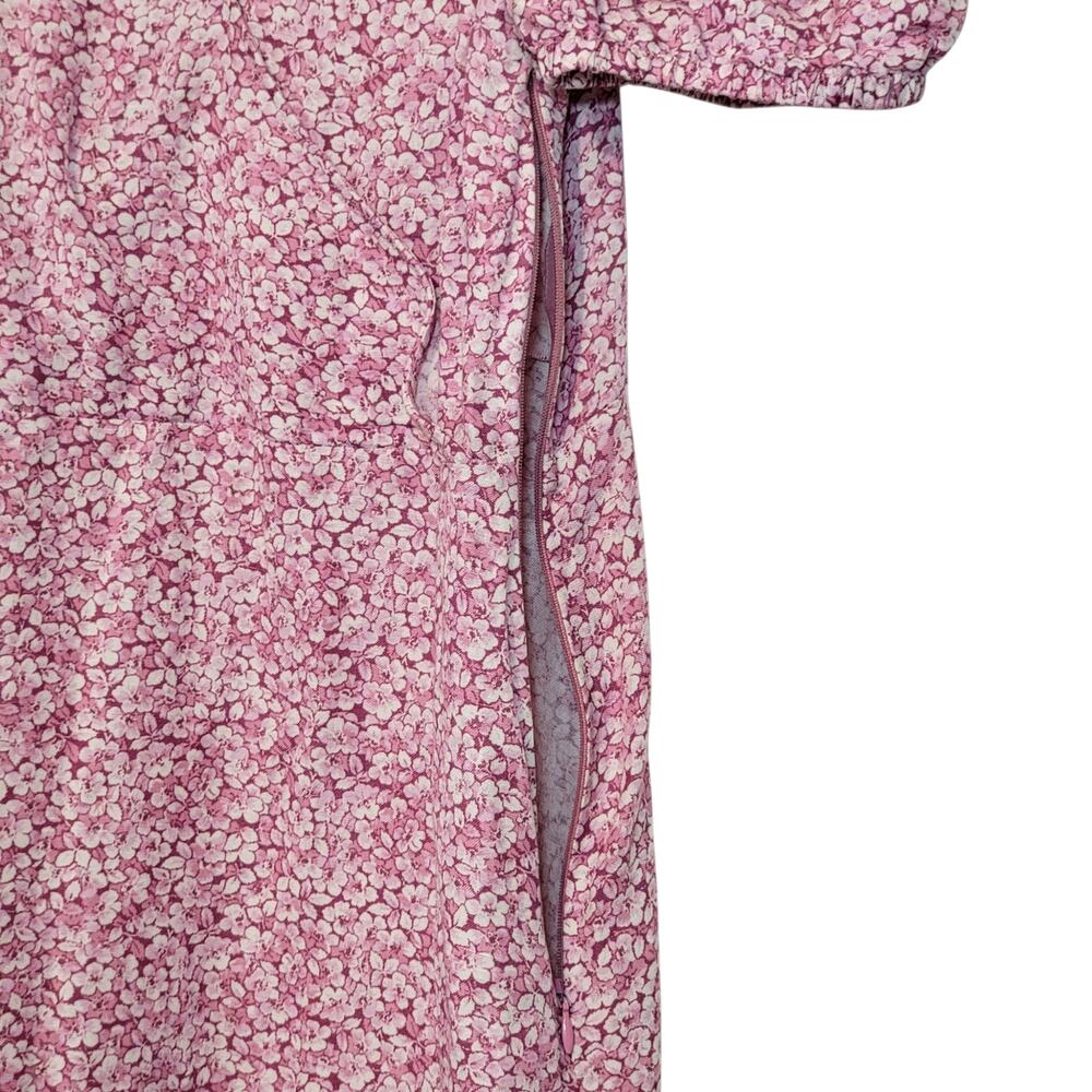 & Other Stories Floral Puff Sleeve Mini Dress Linen Blend Pink White Fitted 8 - Picture 9 of 16